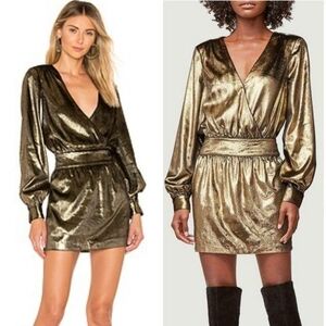 NWT Frame | Velvet Gold Metallic Dress